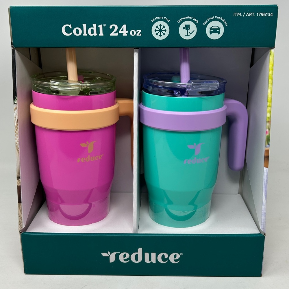 Reduce Cold1 24 oz Tumblers Set (Set of 2) Pink/Teal Drink Cup
